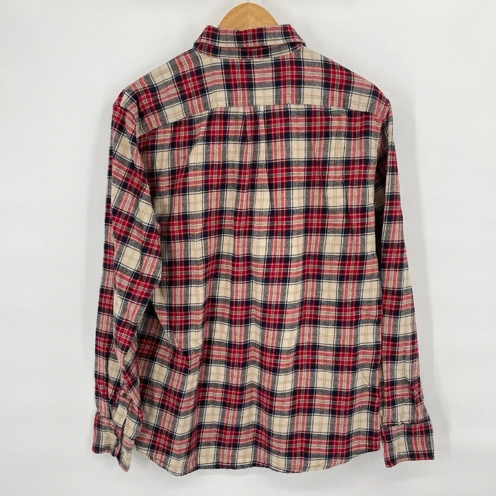 J.Crew Mens Large Flannel Shirt Plaid Button‎ Up Long Sleeve Lumberjack Grunge